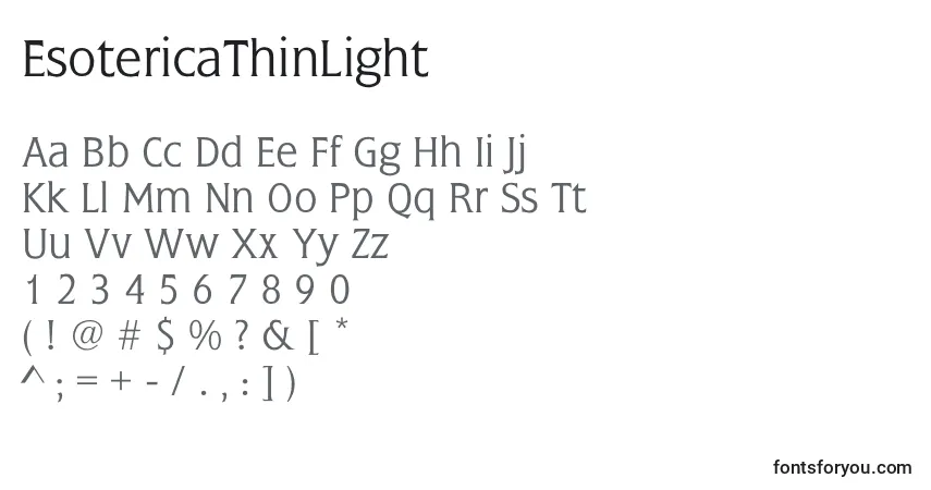 Schriftart EsotericaThinLight – Alphabet, Zahlen, spezielle Symbole