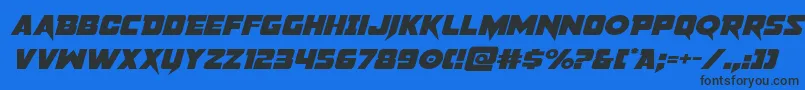 Шрифт pistoleerexpandital – чёрные шрифты на синем фоне