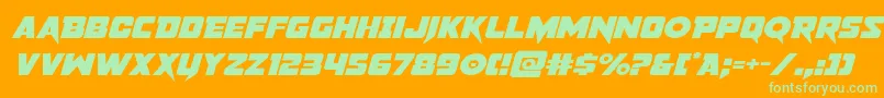 pistoleerexpandital-fontti – vihreät fontit oranssilla taustalla