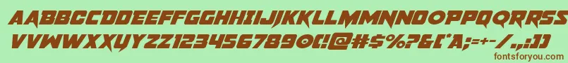 Шрифт pistoleerexpandsuperital – коричневые шрифты на зелёном фоне