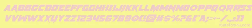 pistoleerexpandsuperital-fontti – vaaleanpunaiset fontit keltaisella taustalla