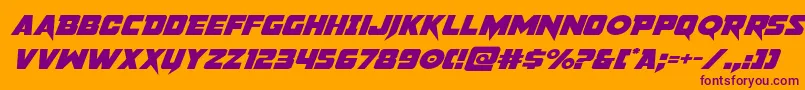 pistoleerexpandsuperital-Schriftart – Violette Schriften auf orangefarbenem Hintergrund
