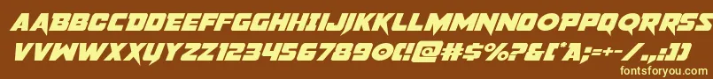 pistoleerexpandsuperital-fontti – keltaiset fontit ruskealla taustalla