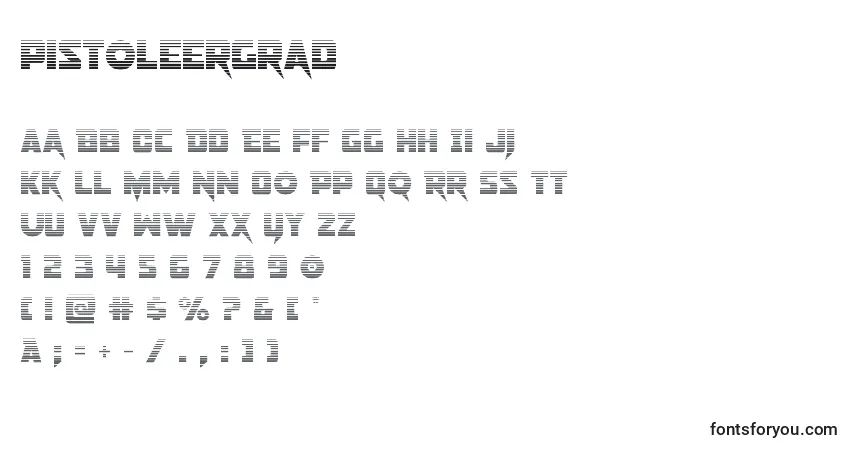 A fonte Pistoleergrad – alfabeto, números, caracteres especiais