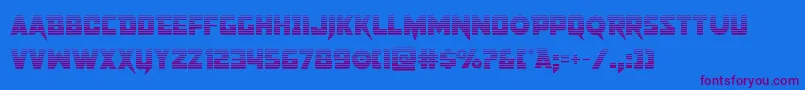 pistoleergrad-Schriftart – Violette Schriften auf blauem Hintergrund