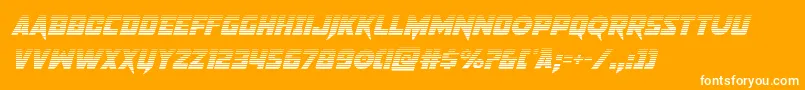 pistoleergradital-Schriftart – Weiße Schriften auf orangefarbenem Hintergrund
