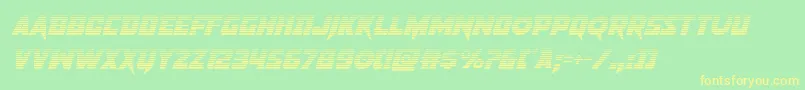 pistoleergradital-fontti – keltaiset fontit vihreällä taustalla