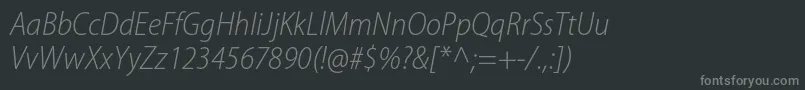 Fonte MyriadproLightsemicnit – fontes cinzas em um fundo preto