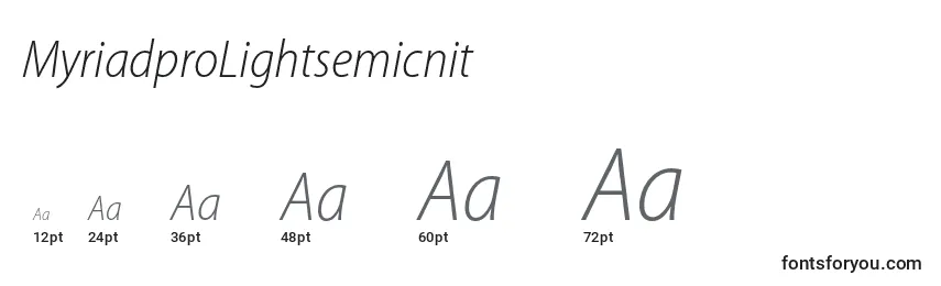 MyriadproLightsemicnit Font Sizes