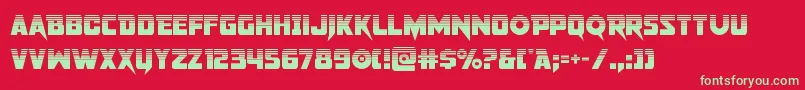 フォントpistoleerhalf – 赤い背景に緑の文字