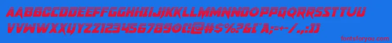 pistoleerhalfital-Schriftart – Rote Schriften auf blauem Hintergrund