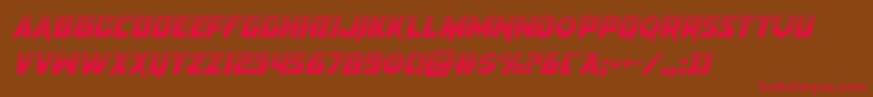 pistoleerhalfital-Schriftart – Rote Schriften auf braunem Hintergrund