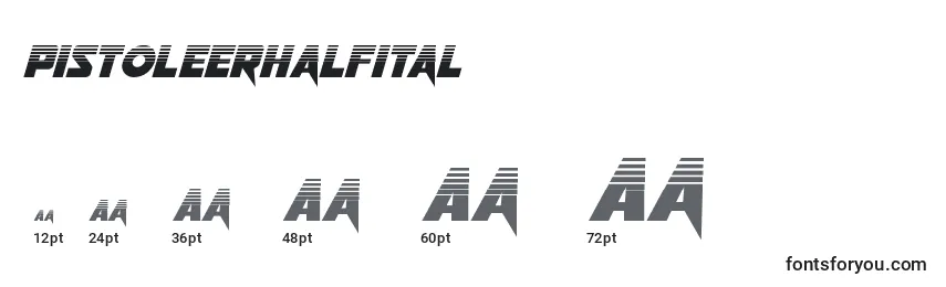 Größen der Schriftart Pistoleerhalfital