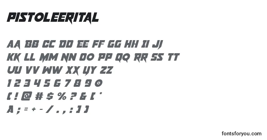 Fuente Pistoleerital - alfabeto, números, caracteres especiales