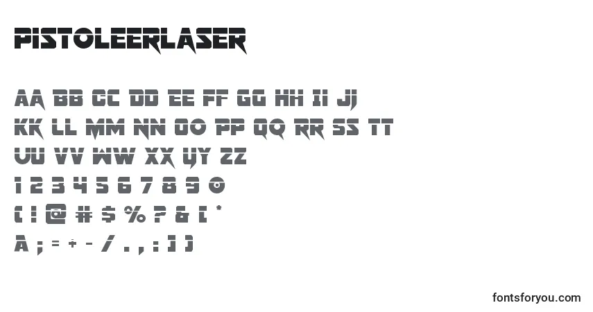 Schriftart Pistoleerlaser – Alphabet, Zahlen, spezielle Symbole