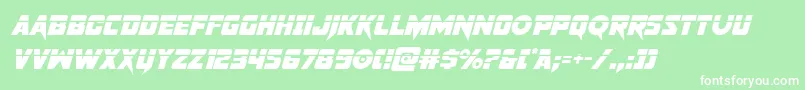 pistoleerlaserital-Schriftart – Weiße Schriften auf grünem Hintergrund