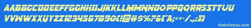 pistoleerlaserital Font – Yellow Fonts on Blue Background