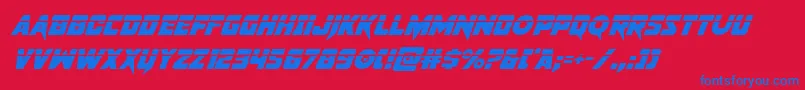 pistoleerlasersuperital-Schriftart – Blaue Schriften auf rotem Hintergrund
