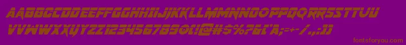 pistoleerlasersuperital-Schriftart – Braune Schriften auf violettem Hintergrund