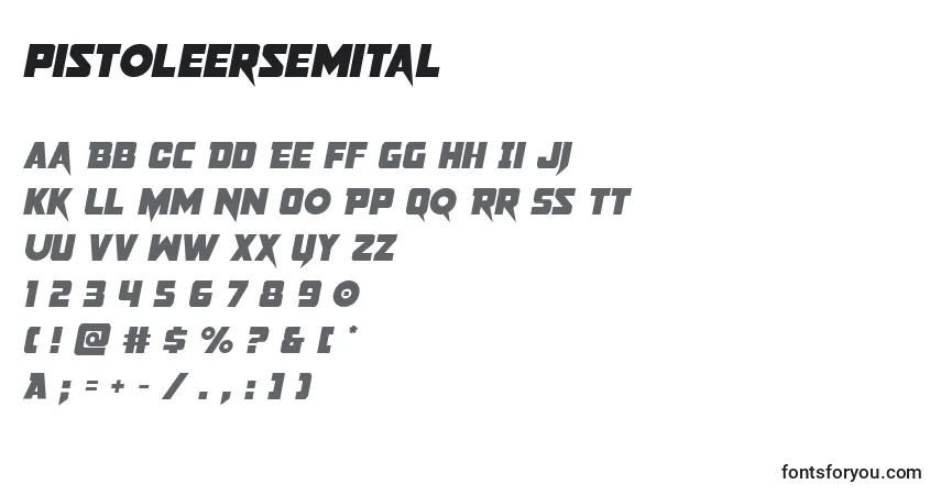 Pistoleersemital Font – alphabet, numbers, special characters