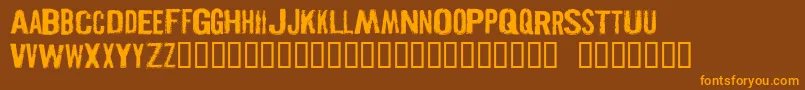 Fonte PISTOLGR – fontes laranjas em um fundo marrom
