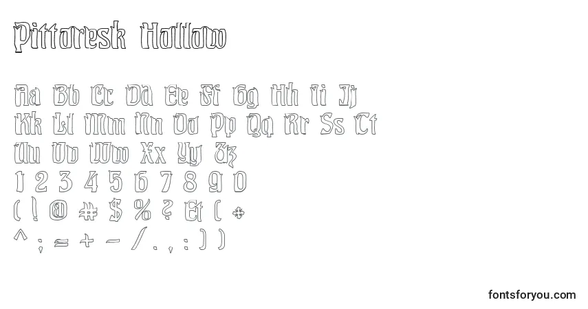 Pittoresk Hollow Font – alphabet, numbers, special characters