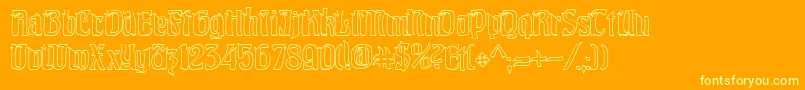 Pittoresk Hollow-Schriftart – Gelbe Schriften auf orangefarbenem Hintergrund