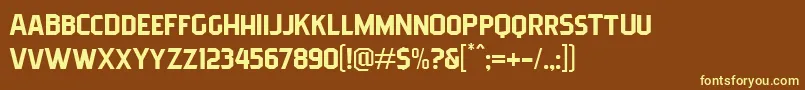Weitere Informationen zur Pittsbrook Sans-Schriftart Pittsbrook Sans-Schriftart – Gelbe Schriften auf braunem Hintergrund