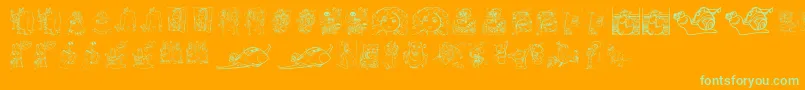 Pixar family 2 Font – Green Fonts on Orange Background