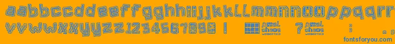 Pixel Chaos Font – Blue Fonts on Orange Background