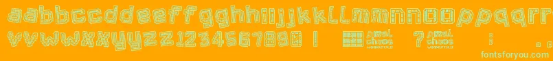 Fonte Pixel Chaos – fontes verdes em um fundo laranja