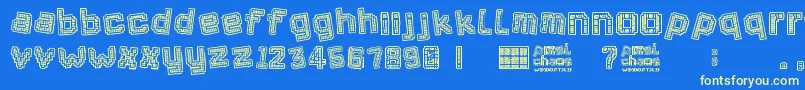 Pixel Chaos Font – Yellow Fonts on Blue Background