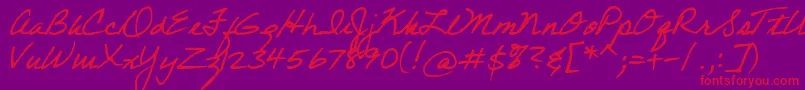 DjbThisMoment-Schriftart – Rote Schriften auf violettem Hintergrund