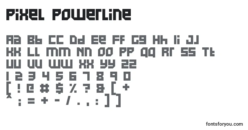 A fonte Pixel Powerline – alfabeto, números, caracteres especiais