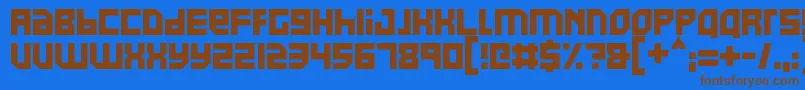 フォントPixel Powerline – 茶色の文字が青い背景にあります。
