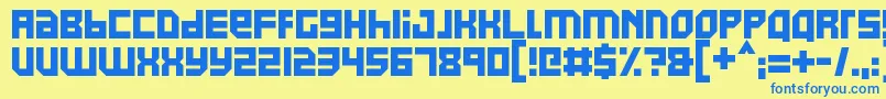 フォントPixel Powerline – 青い文字が黄色の背景にあります。