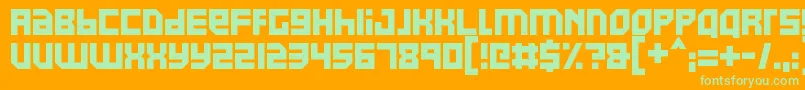 Pixel Powerline-Schriftart – Grüne Schriften auf orangefarbenem Hintergrund