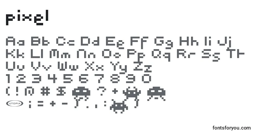 Schriftart Pixel (136953) – Alphabet, Zahlen, spezielle Symbole
