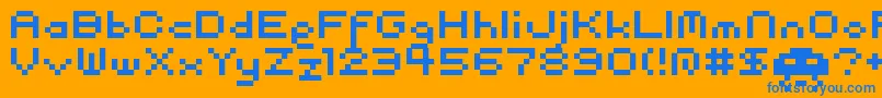 pixel Font – Blue Fonts on Orange Background