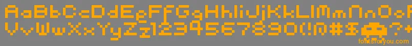 pixel-Schriftart – Orangefarbene Schriften auf grauem Hintergrund