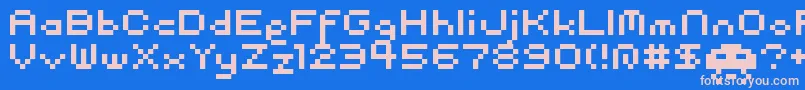 pixel-fontti – vaaleanpunaiset fontit sinisellä taustalla