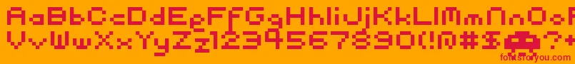 pixel-Schriftart – Rote Schriften auf orangefarbenem Hintergrund