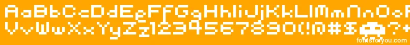 pixel-Schriftart – Weiße Schriften auf orangefarbenem Hintergrund