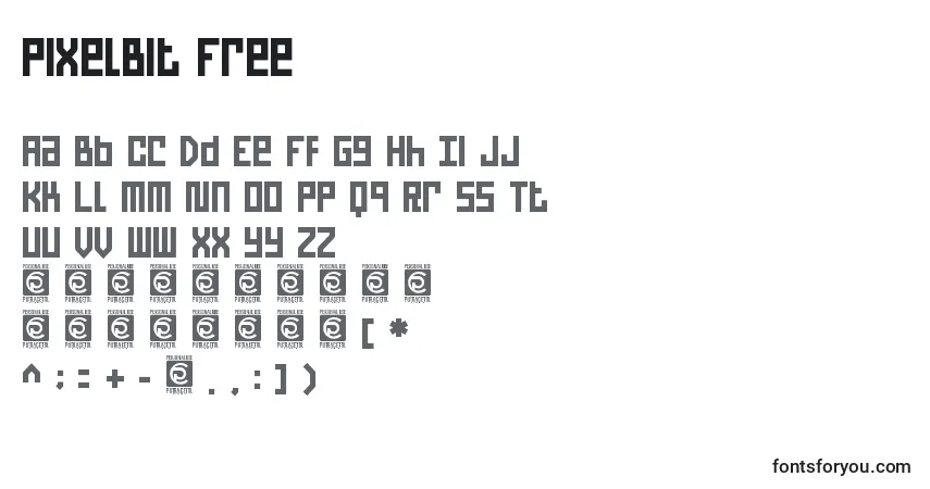 A fonte PixelBit Free – alfabeto, números, caracteres especiais