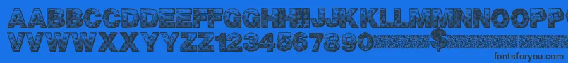 PixelHour-Schriftart – Schwarze Schriften auf blauem Hintergrund