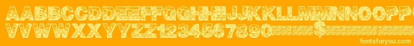 PixelHour-Schriftart – Gelbe Schriften auf orangefarbenem Hintergrund