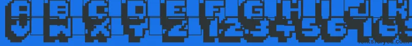 Fonte Pixelmania – fontes pretas em um fundo azul