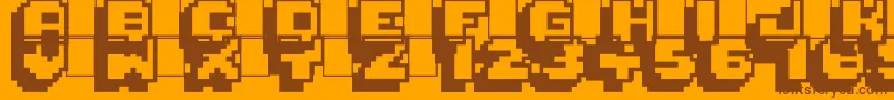 Pixelmania Font – Brown Fonts on Orange Background