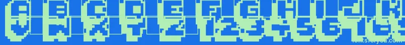 Fonte Pixelmania – fontes verdes em um fundo azul