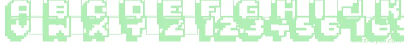 Pixelmania-Schriftart – Grüne Schriften auf weißem Hintergrund